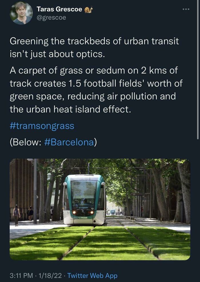 Monoculture Grass May Not Be The Best Of The Best, But We Still Should Have Any Greenery, Wherever We Can, Even Light Rail Beds