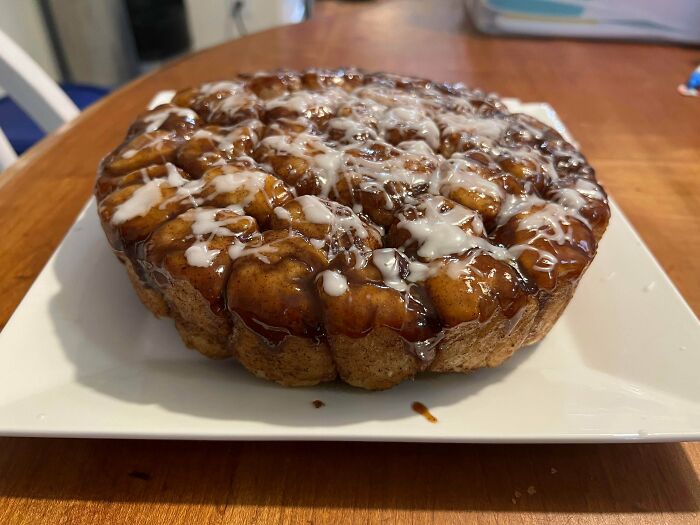 My 8 Year Old Got Her Own Set Of Cooking Tools And Cookbooks For The Holidays. She Made Monkey Bread All By Herself!
