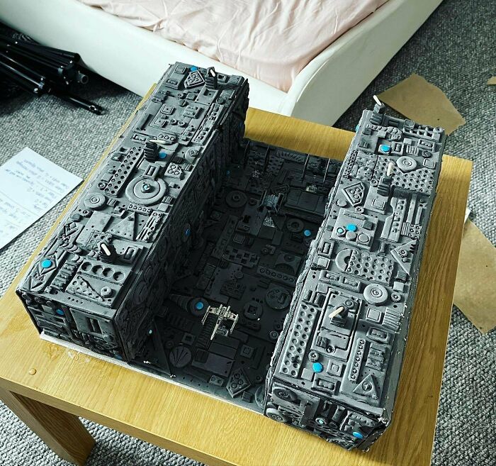 Spent 2 Days On This But I Think It Was Worth It! Left Side Is Victoria Sponge, Right Side Is Carrot Cake!