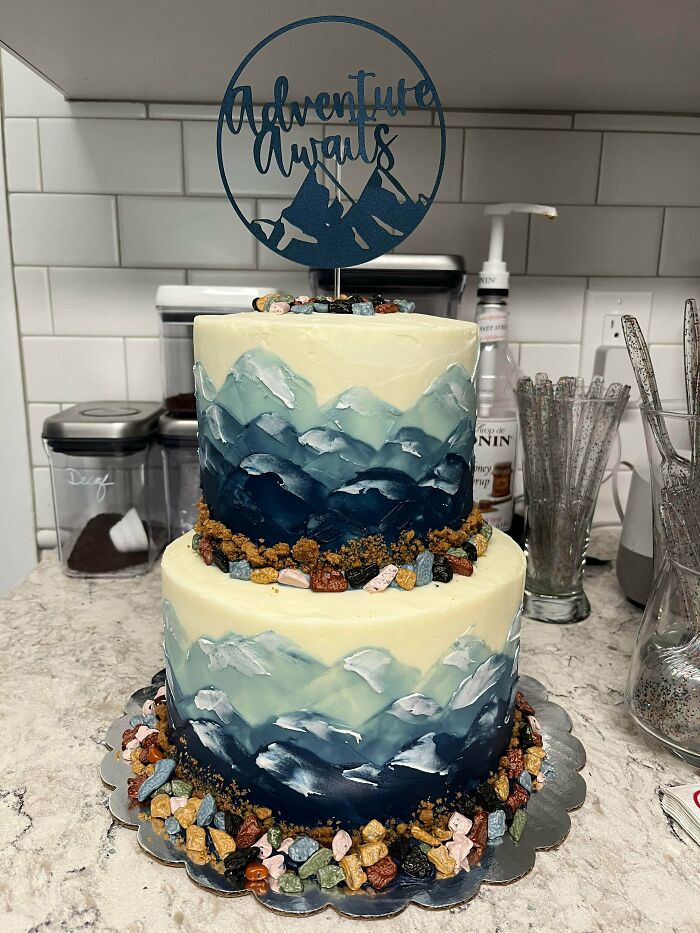 A Hand Painted Cake I Made For A Friend's Baby Shower