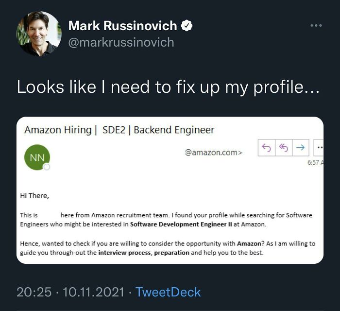 Amazon Tries To Recruit Microsoft’s Cto For A Backend Engineer Position