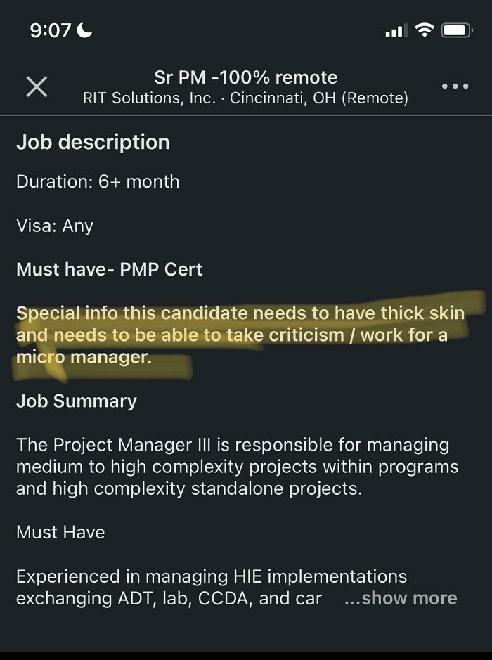 Anyone Else Read This As, “Must Be Willing To Take Abuse”?