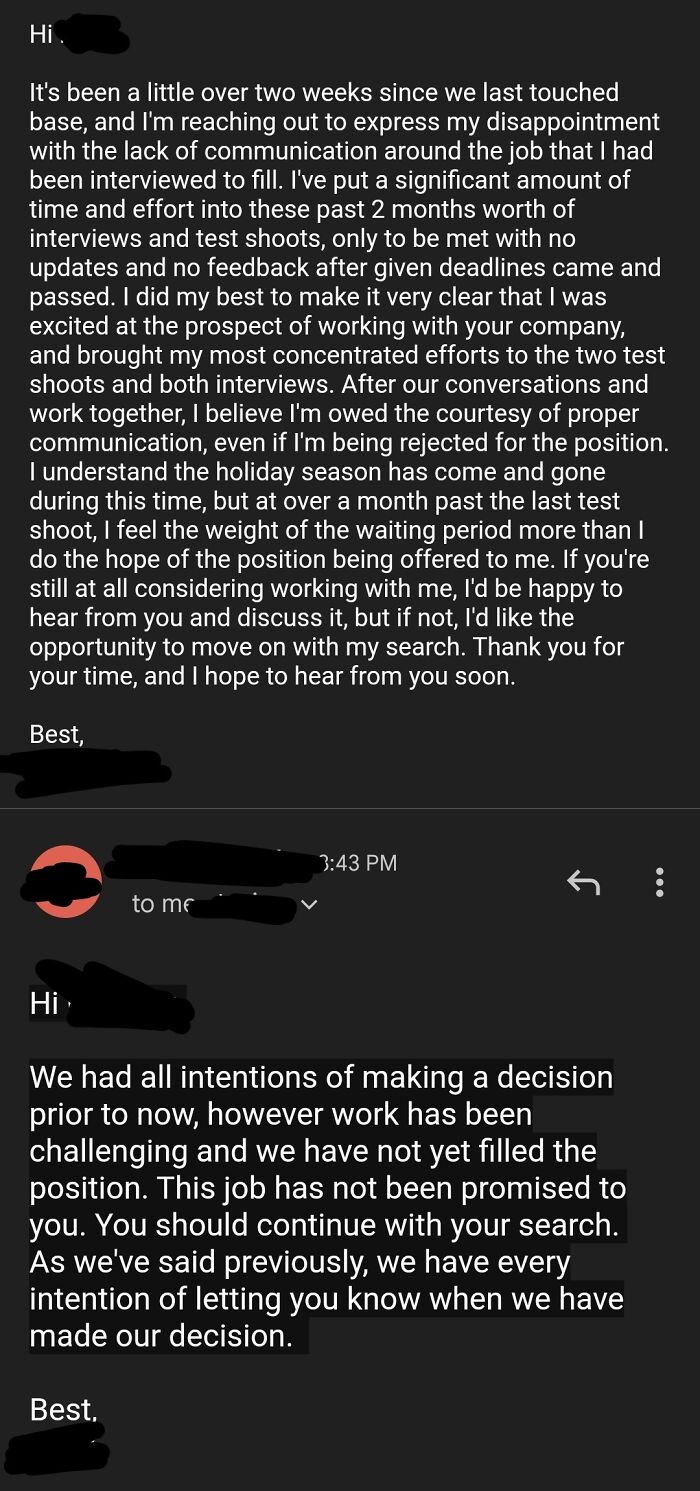 After Two Months Of Being Jerked Around For A Job I Really Wanted, I Stood Up For Myself For Once