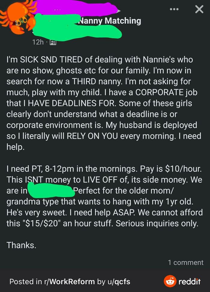 Translation: You’re Probably Dumb, Also I’m Not Asking For Much, Only To Completely Rely On You Every Single Morning While I Go To My Real Job. Also Why Can’t Helping Me Just Be Your Hobby You Spoilt Brat?? My Baby’s So Sweet Isn’t That Payment Enough? Ok I Guess I’ll Pay You “Side Money”
