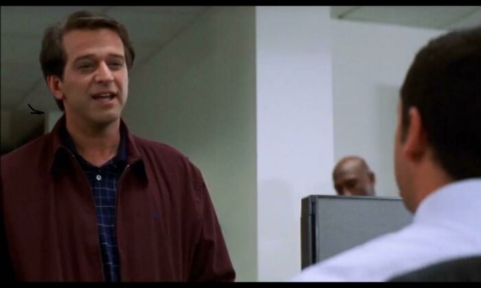 In “Anger Management” (2003) Starring Jack Nicholson And Adam Sandler, This Guy Can Be Seen Wearing Jack’s Outfit From Kubrick’s “The Shining” (1980).