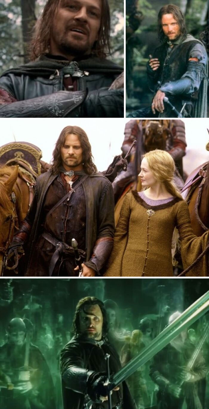 In LOTR The Fellowship Of The Ring (2001), After Boromir's Death Aragorn Puts On His Bracers As A Way To Honor Him. He'll Wear Them For The Rest Of The Trilogy