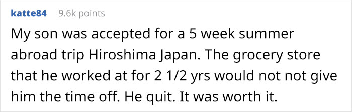 Teen Daughter Told To Make A Choice Between International Summer Program And Her $11/Hr 10 Hours Per Week Retail Job