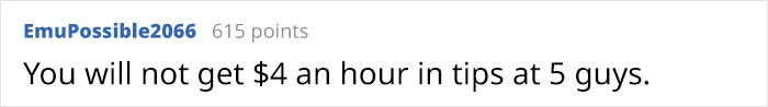 “I Applied Online At 5 Guys”: Restaurant Chain Drops Its Potential Employee’s Hourly Wage From $18/Hr To $14/Hr “I Applied Online At 5 Guys”: Restaurant Chain Drops Its Potential Employee’s Hourly Wage From $18/Hr To $14/Hr