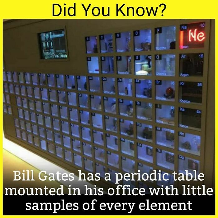 Did You Know image showing a periodic table with samples, highlighting fascinating unknown facts daily on Instagram.