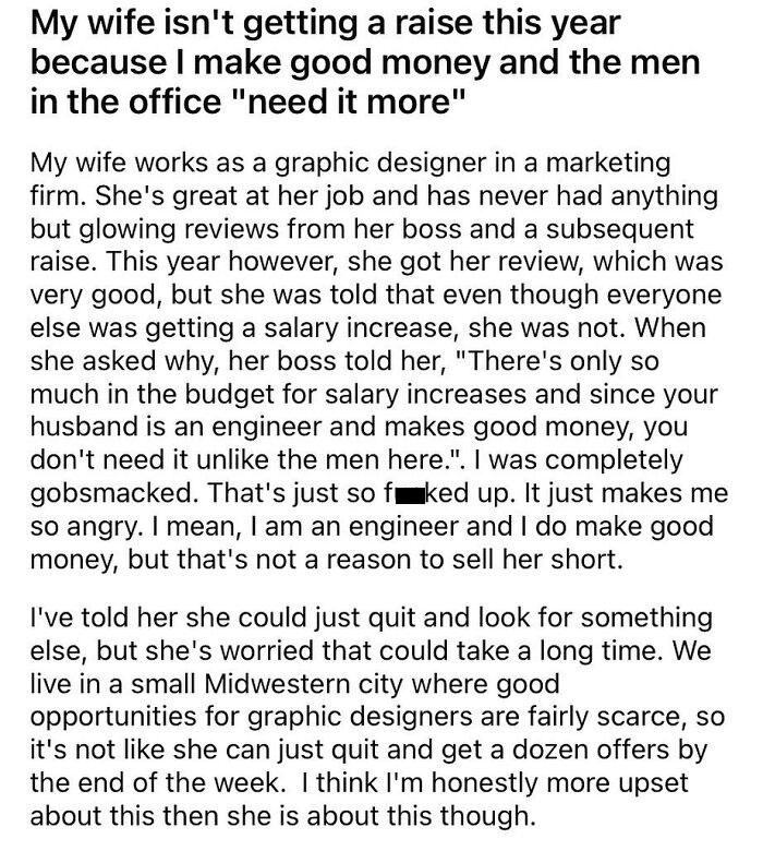 “Naw Settle Dawn Thar Martha You Got A Man Ta Take Care Of You. Other Men Round These Parts Need Your Raise More Than You Do. Naw Be A Peach And Get Me Some Coffee.”
*slaps Ass On The Way Out The Door*