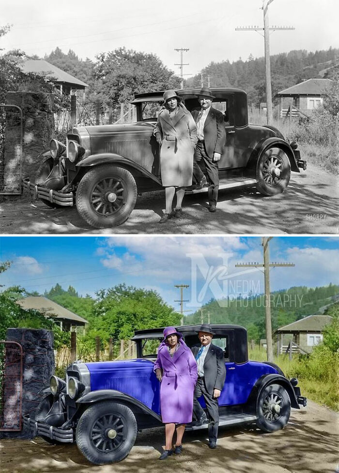 Couple With The Buick, California, 1930
