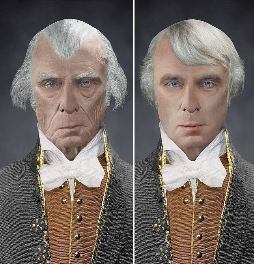 I De-Aged The Real Face Of U.S. President James Madison To Show What He Looked Like As A Young Man