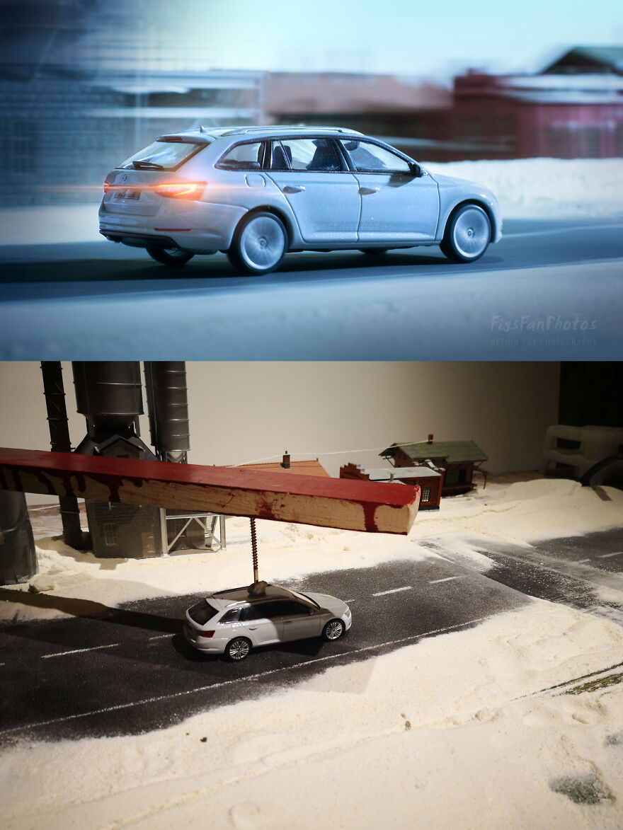 This Was The First Real Motion Blur Experiment. I Fixed The Car And Moved Everything Else. Yes, The Houses Too (With String)