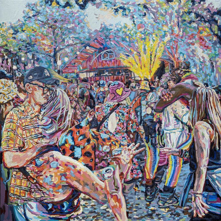 I Go To Music Festivals And Raves, Then Create Paintings Of What I See!