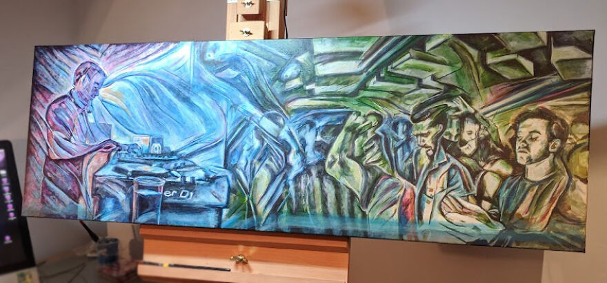 I Go To Music Festivals And Raves, Then Create Paintings Of What I See!