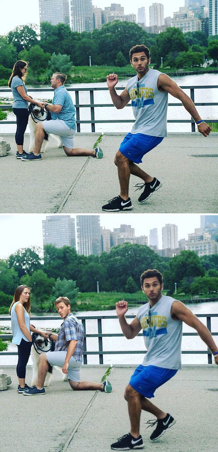 This Jogger Interrupting An Engagement