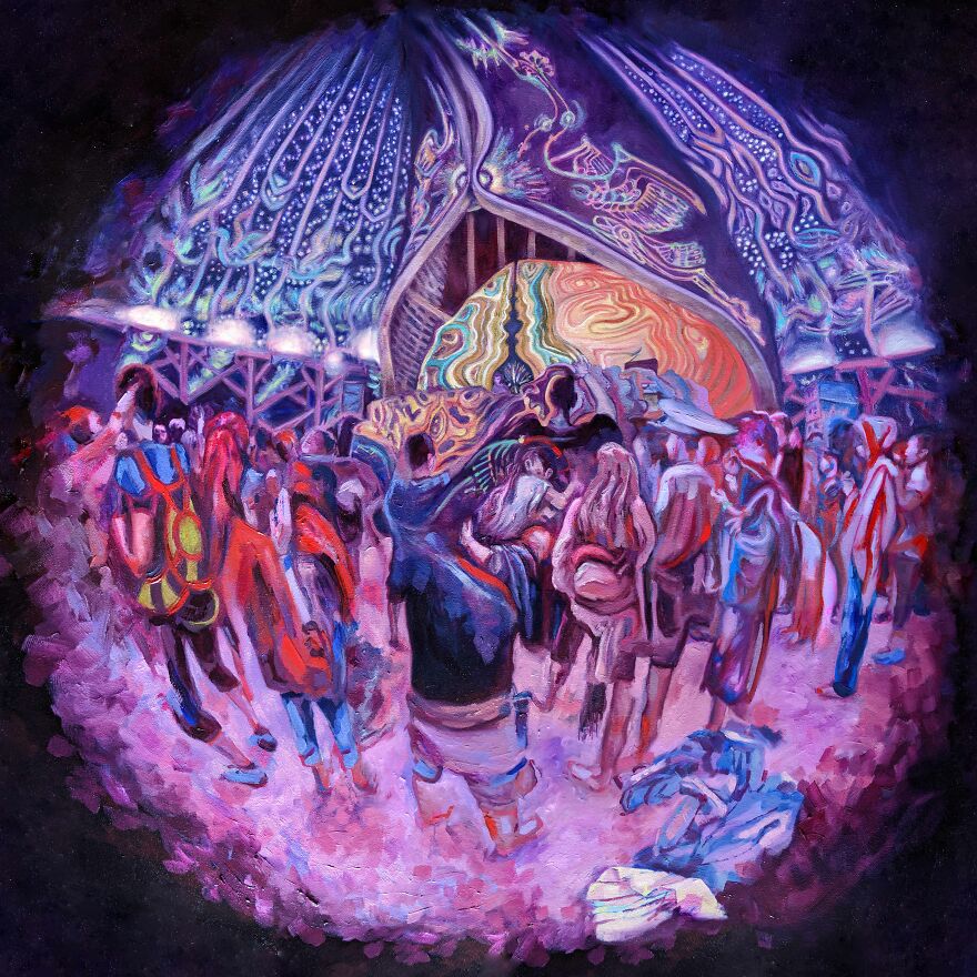 I Go To Music Festivals And Raves, Then Create Paintings Of What I See!