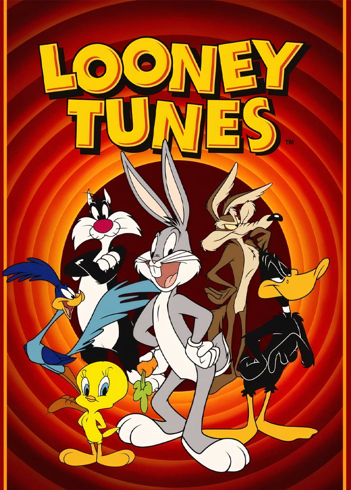 Poster for Looney Tunes featuring character Bugs Bunny, Daffy Duck, Sylvester
