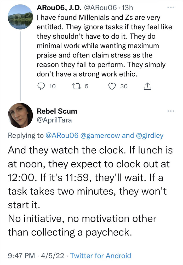 Online Discussion Ensues After A Couple Of Twitter Users Pointed Out How Entitled Millennials And Gen Zers Are