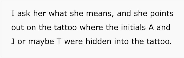 Text about a tattoo artist who hid initials A, J, or T in a tattoo honoring family.