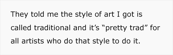 Text discussing traditional tattoo style commonly used by artists.