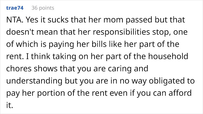 “My Roommate’s Mom Passed Away Unexpectedly”: Woman Baffled After Her 27 Y.O. Friend Kept Insisting That She Should Pay Her Part Of Rent “My Roommate’s Mom Passed Away Unexpectedly”: Woman Baffled After Her 27 Y.O. Friend Kept Insisting That She Should Pay Her Part Of Rent