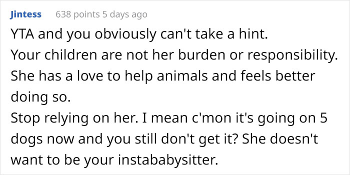Woman Wants Childfree Sister To Babysit Her Kids, Asks Her To Stop Fostering Dogs Woman Wants Childfree Sister To Babysit Her Kids, Asks Her To Stop Fostering Dogs