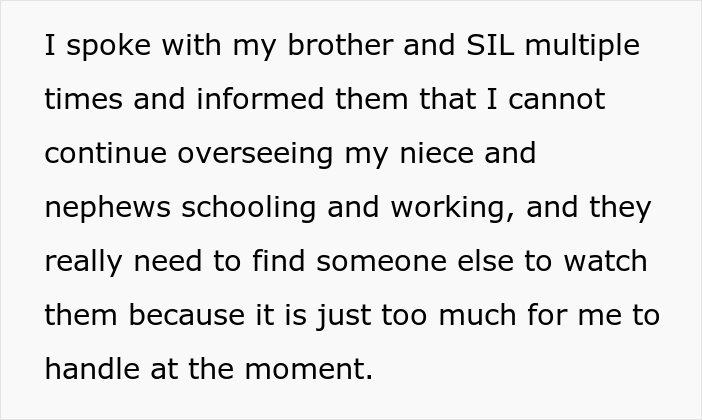 Drama Ensues After Woman Asked SIL And Brother To Find Someone Else To Care For Their 5 Y.O. And 7 Y.O. Children During The Day