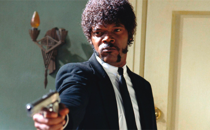 Samuel L. Jackson with the gun in his hand