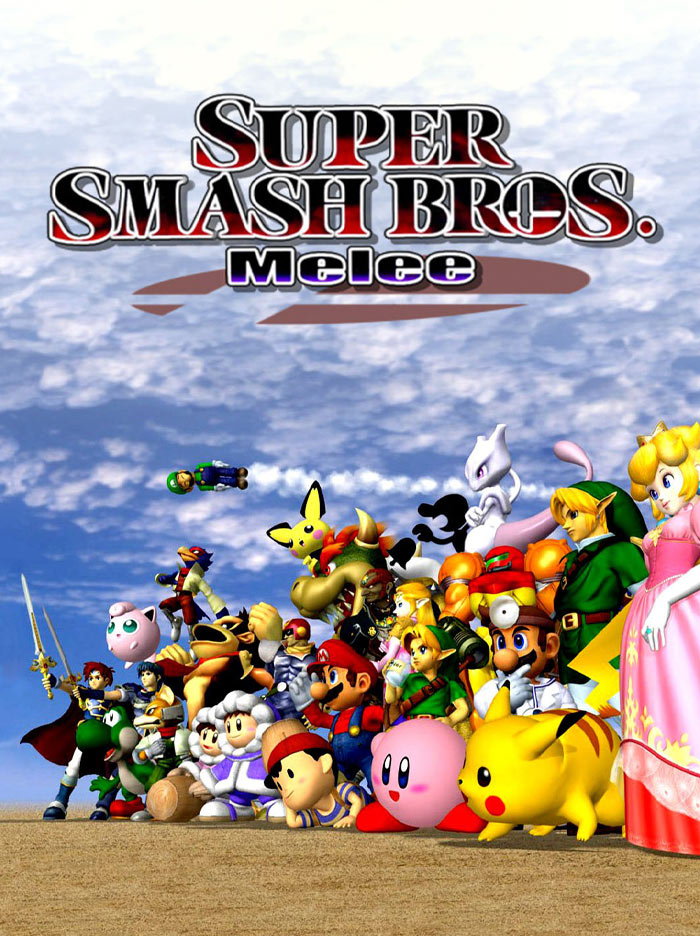 Super Smash Bros game characters posing under cloudy sky, iconic video games that changed gaming history.