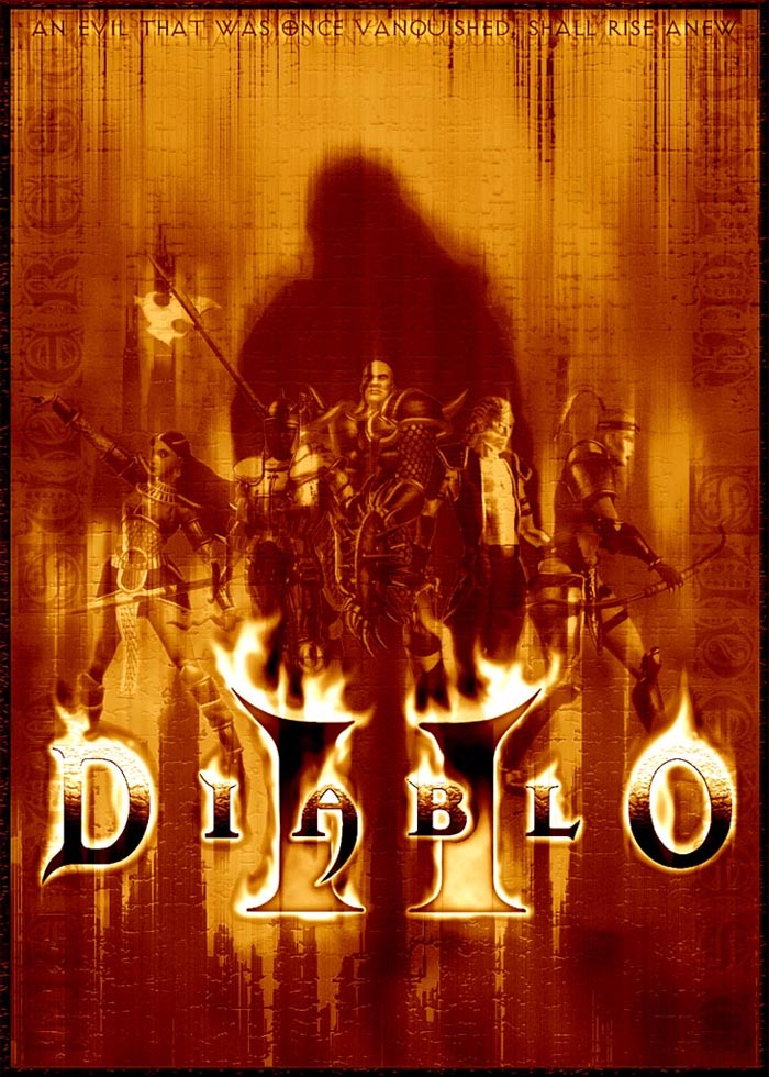 Diablo II video game cover featuring warrior characters and fiery text, highlighting iconic games that changed gaming history.