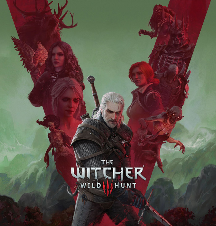 The Witcher Wild Hunt characters in a fantasy setting representing iconic video games that changed the history of gaming.