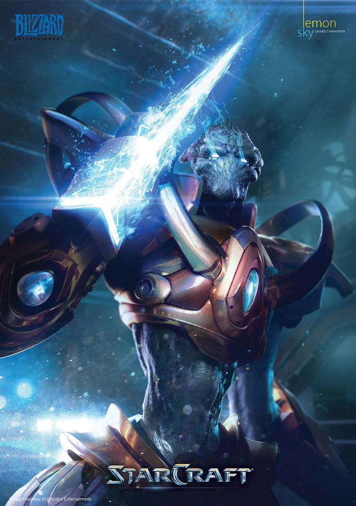 Alien warrior from StarCraft wielding an energy blade, representing iconic video games that changed gaming history.