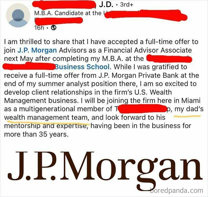 “Thrilled To Accept An Offer From My Father” #linkedinflex