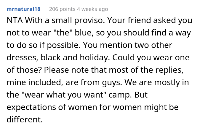 Woman Keeps On Wearing The Same Dress To Weddings, Wonders What To Do After Her Friend Tells Her To Wear Something Else