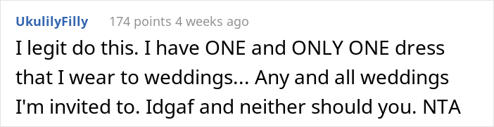 Woman Keeps On Wearing The Same Dress To Weddings, Wonders What To Do After Her Friend Tells Her To Wear Something Else