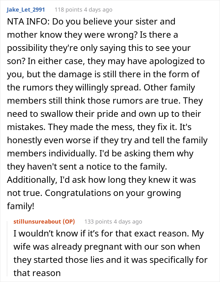&ldquo;AITA For Refusing To Let My Family See My Son Until They Make A Formal Apology To My Wife And Announce It Online?&rdquo;