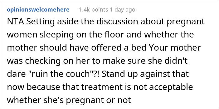 Guy Is Furious After His Mother Makes His Pregnant Girlfriend Sleep On The Floor And Keeps Checking On Her So She Doesn't Dare To Sleep On The Couch