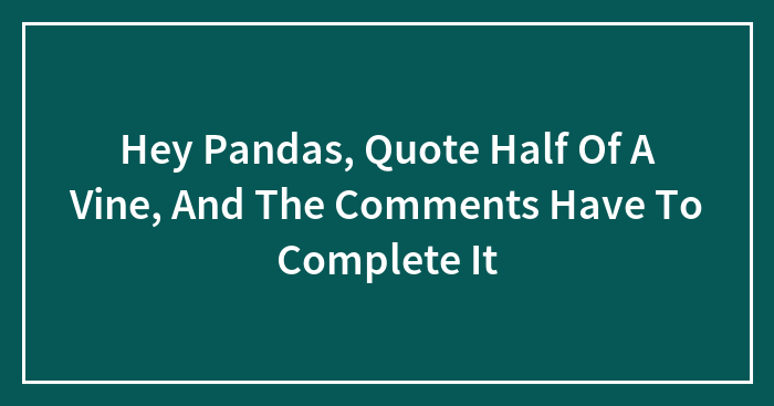 Hey Pandas, Quote Half Of A Vine, And The Comments Have To Complete It
