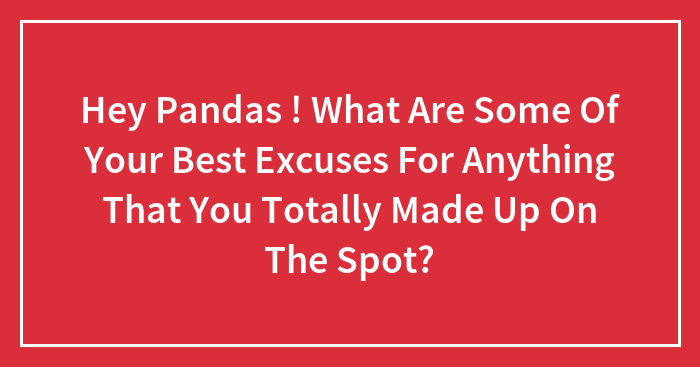 Hey Pandas, What Are Some Of Your Best Excuses For Anything That You Totally Made Up On The Spot? (Closed)