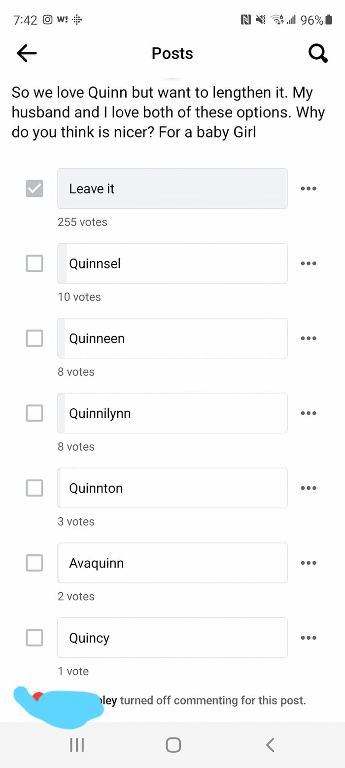 My Due Date Group. She Turned Off Comments