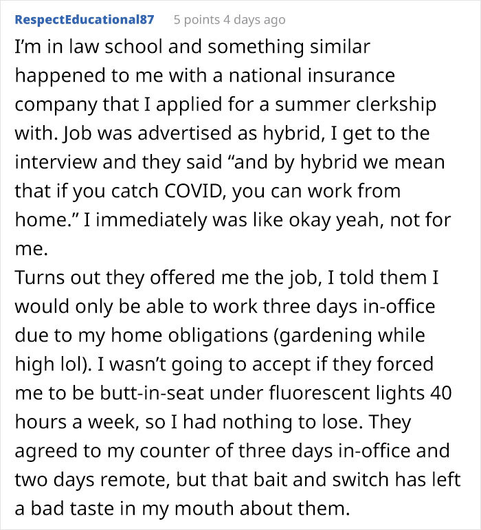 Person Quits After 3 Days Of Work After They Realized The Hybrid Work Model Was A Lie