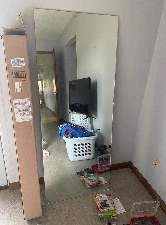 They're Selling The Mirror But That DIY TV Stand Caught My Eye