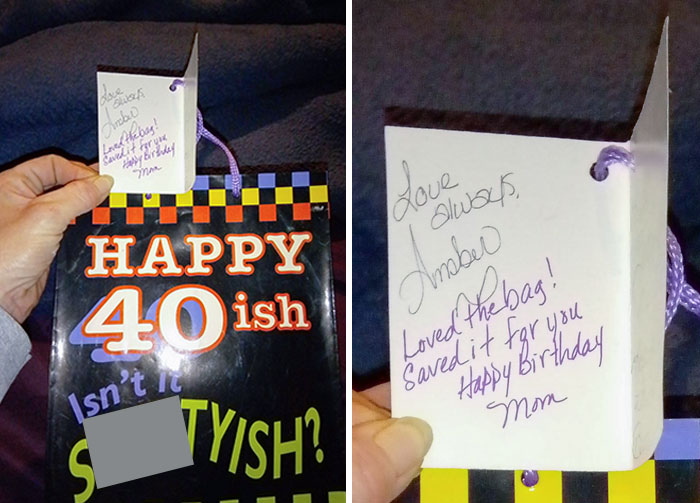 I Gave This Bag To My Mom For Her 40th Birthday, She Saved It 24 Years To Give Me On My 40th