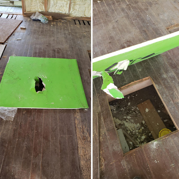 Un compañero pasó por encima y cayó a través de él