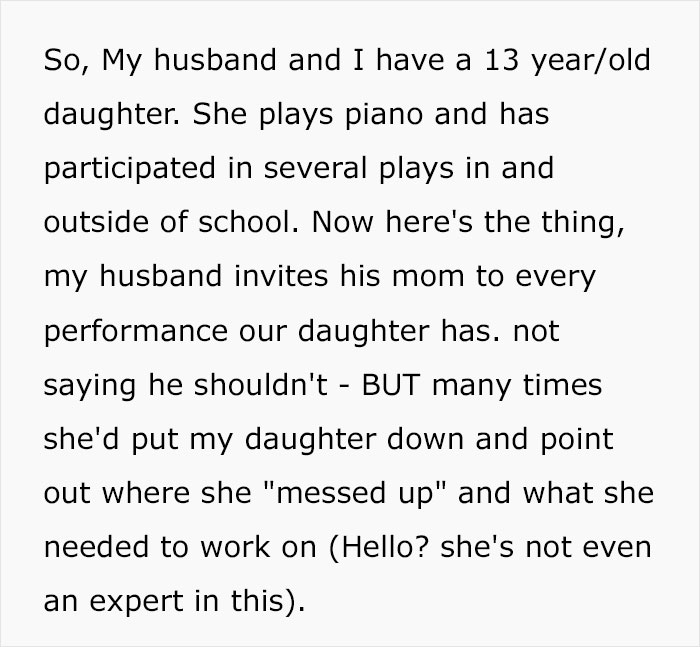 MIL Keeps Criticizing Daughter&rsquo;s Performances Right To Her Face, Family Drama Ensues When Mom Tells Husband To Stop Inviting Her