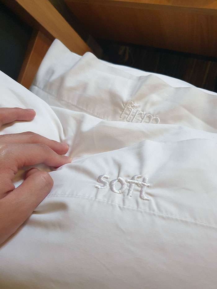 The Hotel I'm Staying At Specifies Which Pillows Are Soft Or Firm