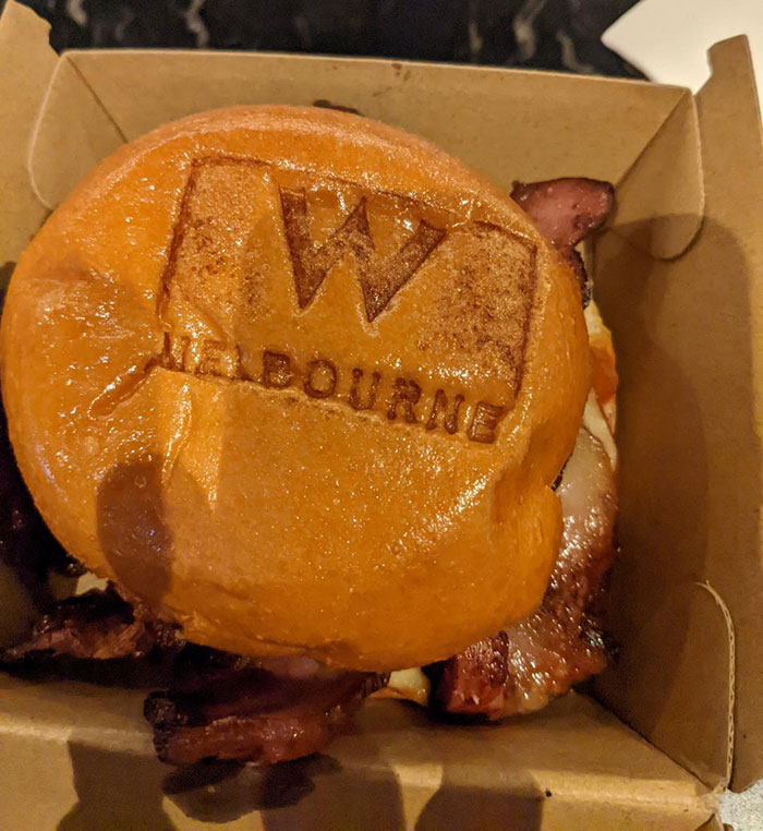 My Breakfast Sandwich Has The Hotel Logo Embossed On It