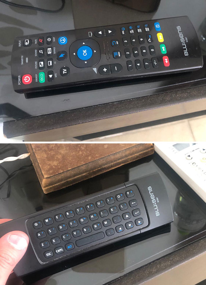 The TV Remote In My Hotel Room Has A Qwerty Keyboard On The Back