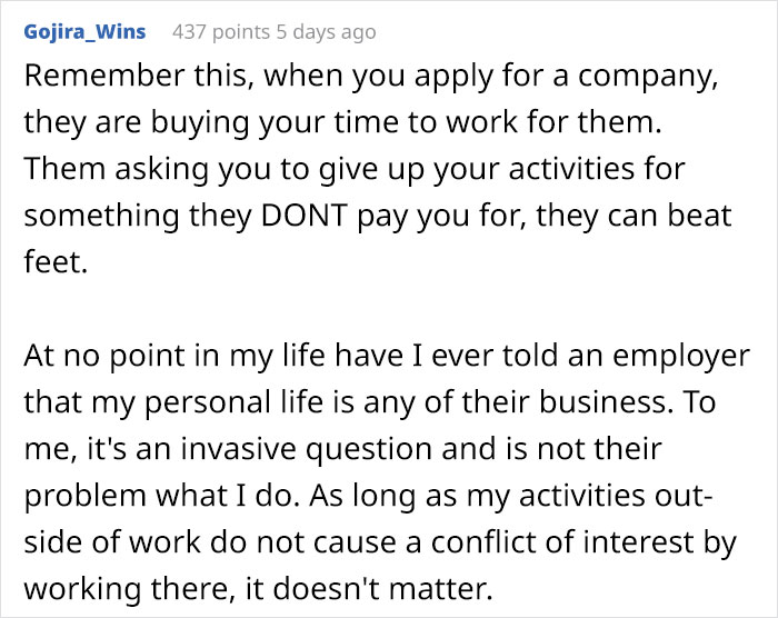 Man Shares How He Was Rejected From An Exciting Job Position Because He Wasn't Willing To Give Up His Favorite Hobby